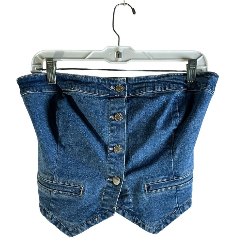 Love Tree - Denim Strapless Top - Size L: